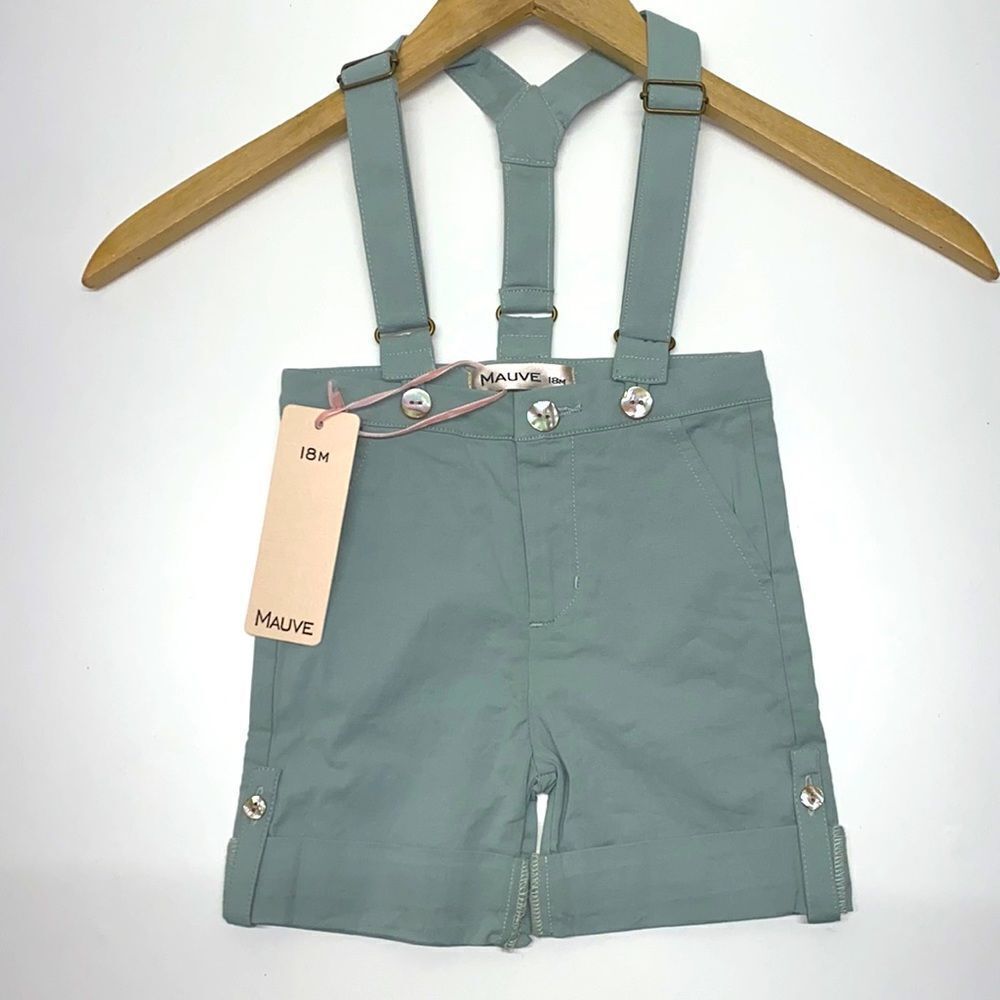 MAUVE SHORT REMOVABLE SUSPENDER SHORTS GIRLS KIDS new 18 months